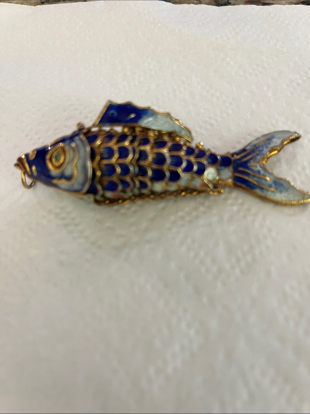 Blue Enamel Fish Ornament Pendant - Unbranded